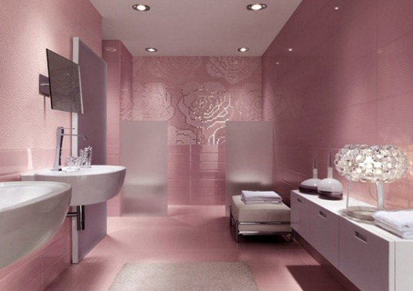 Modelos de baños color rosa para mujeres