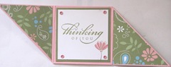 thinking of you pink and green fold card inside