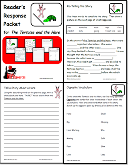 Reading Response Packet for the Tortoise and the Hare from Raki's Rad Resources - free download