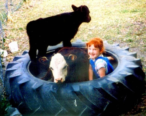 Amber in tire with calf2