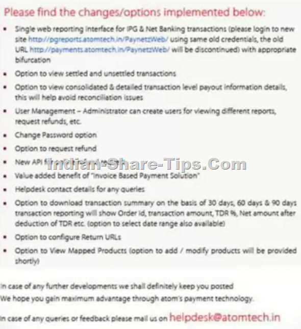 Atom payment Gateway new improvements