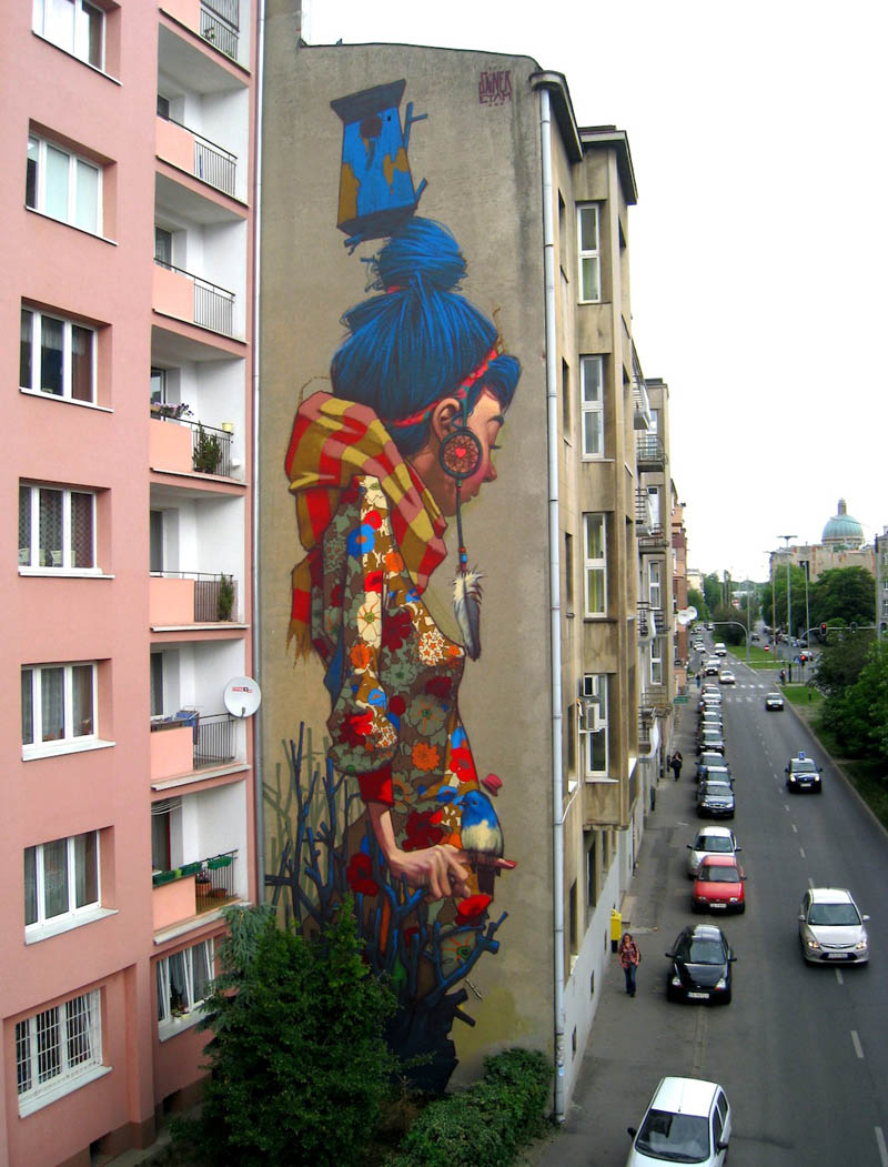 Street art graffiti by Sainer Etam Crew Lodz Poland mural