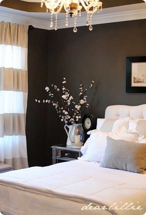 Dark Or Light Side From Thrifty Decor Dark Brown Walls White Bedding