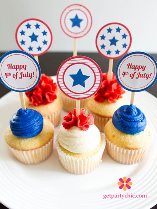 getpartychic.com patriotic cupcake toppers 4th of july
