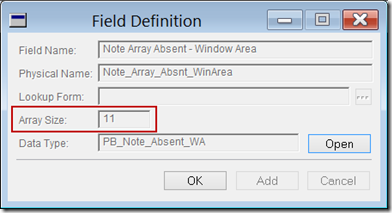 Field Definition window