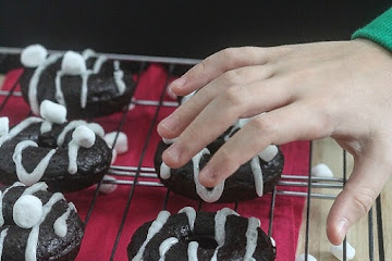 Hot Chocolate Donuts with Marshmallow Glaze