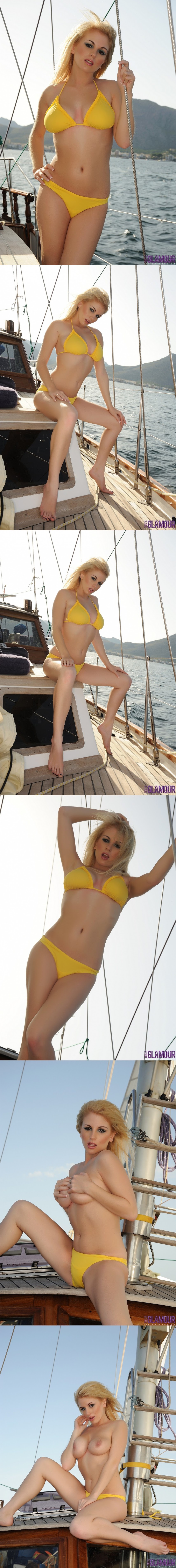 Zoe Stollery Sets Sail In A Canary Yellow Bikini - idols