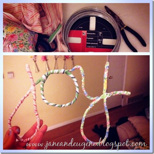 {So Much} Jane and Eugene Wire fabricwrapped letters.