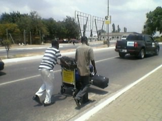 Rolling along the highway with our five bags Rolling along the highway with our five bags