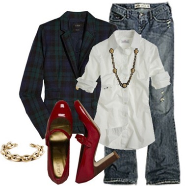outfit from polyvore with jeans white shirt and red shoes