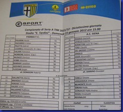 formazioni Parma Siena ufficiali