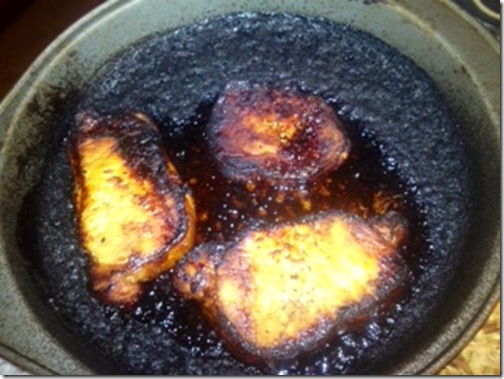 burnt pork chops