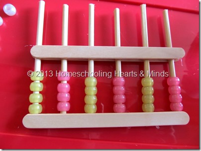 step 9 for making your own abacus @Homeschooling Hearts & Minds