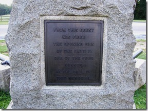 Plaque on the General John Buford statue marking the location of the start of the battle.