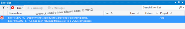 Windows 8 Developer License - Deployment Failed due to Developer License Issue