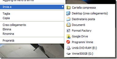 Google Drive aggiunto al menu Invia a del menu contestuale del tasto destro del mouse
