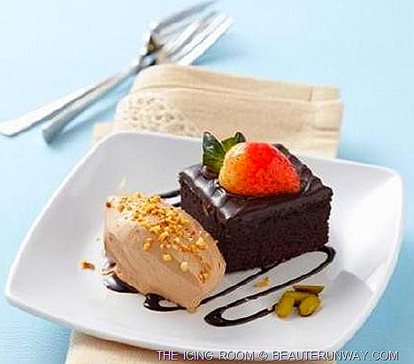 The Icing room Double Chocolate Cake with Vanilla Ice Cream Brownie with Chocolate Ice Cream