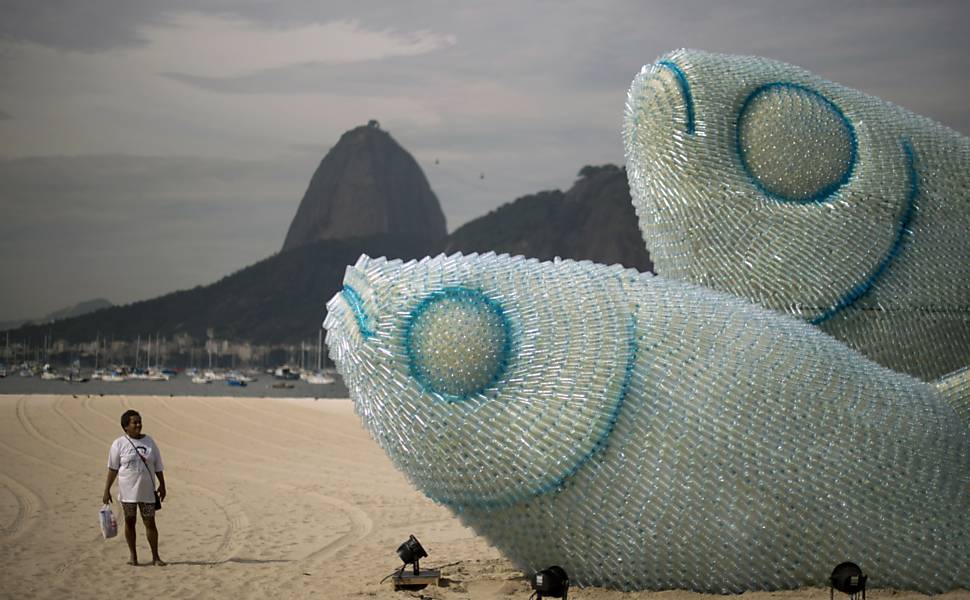 Giant Fish Sculptures Made from Discarded Plastic Bottles in Rio