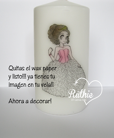 Tutorial usando una estampa digital en una vela - Digi stamp on a candle - Latinas Arts and Crafts - Ruthie Lopez DT 8