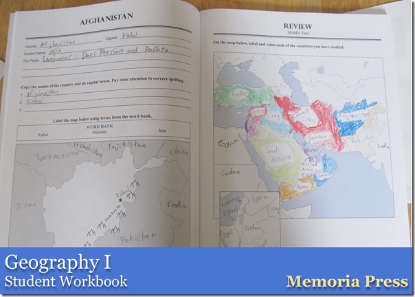 Geography I from Memoria Press Studen Workbook