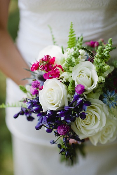 White, pink and blue bouquet - Ideas in Bloom, Ashley O'Dell Photography