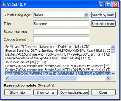 VLsub su VLC seleziona sottotitoli da scaricare e caricare