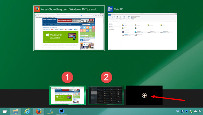 Virtual Desktop and Task view in Windows 10 (www.kunal-chowdhury.com)