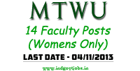 MTWU Recruitment 2013