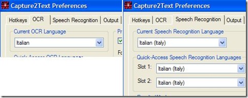Capture2Text settare la lingua italiana