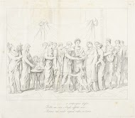 Napoleon sluit een huwelijk tussen een man en vrouw, omgeven door toeschouwers