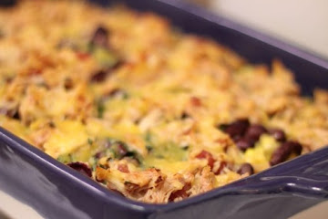 Layered Mexican Chicken Rice Bake