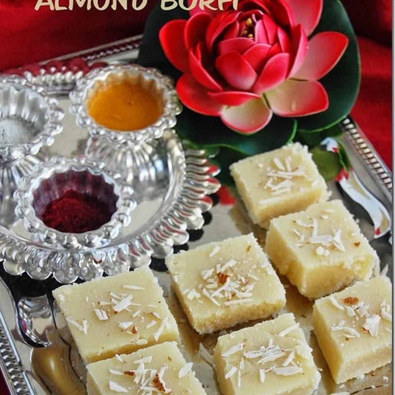 Almond burfi / almond cake recipe with video