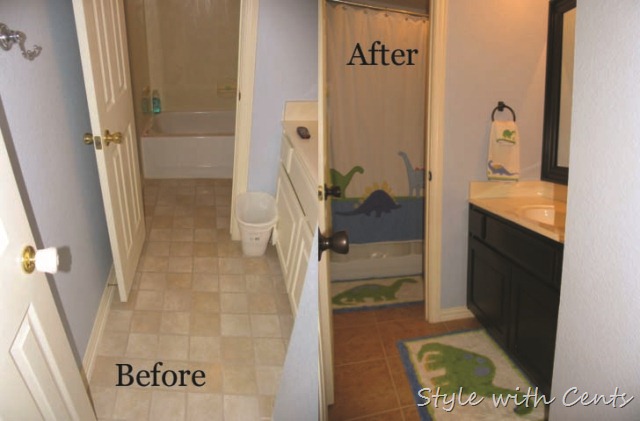 bathroom renovation using rustoleum oild rubbed bronze spray paint upstairs bath before after2