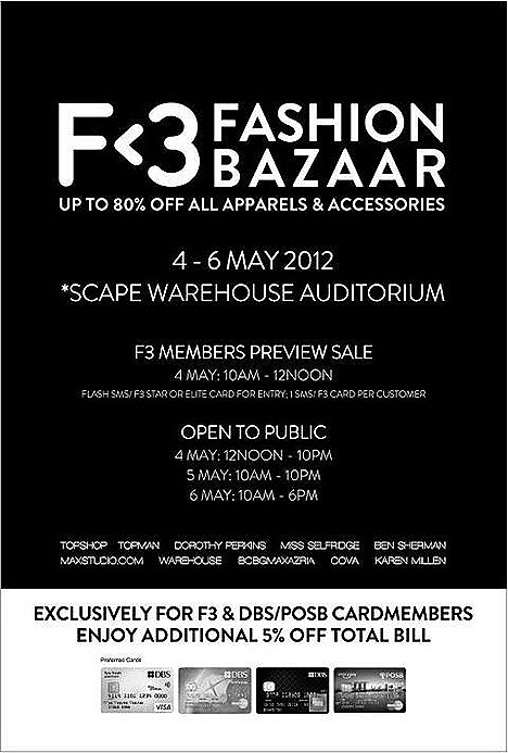F3 Fashion Bazaar SALE Topshop Topman Karen Millen BCBGMAXAZRIA Warehouse Miss Selfridge Ben Sherman Maxstudio.Com Dorothy Perkins COVA