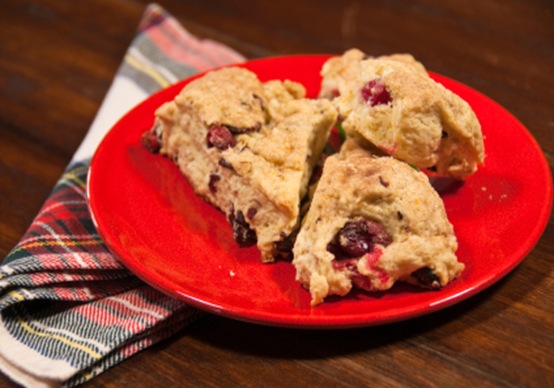 Plate of Freshly Baked Scones with Cranberries