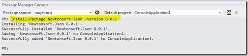 How to install nuget package for JSON.NET from package manager console
