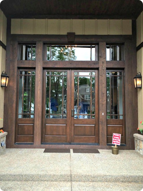 glass front doors with transom