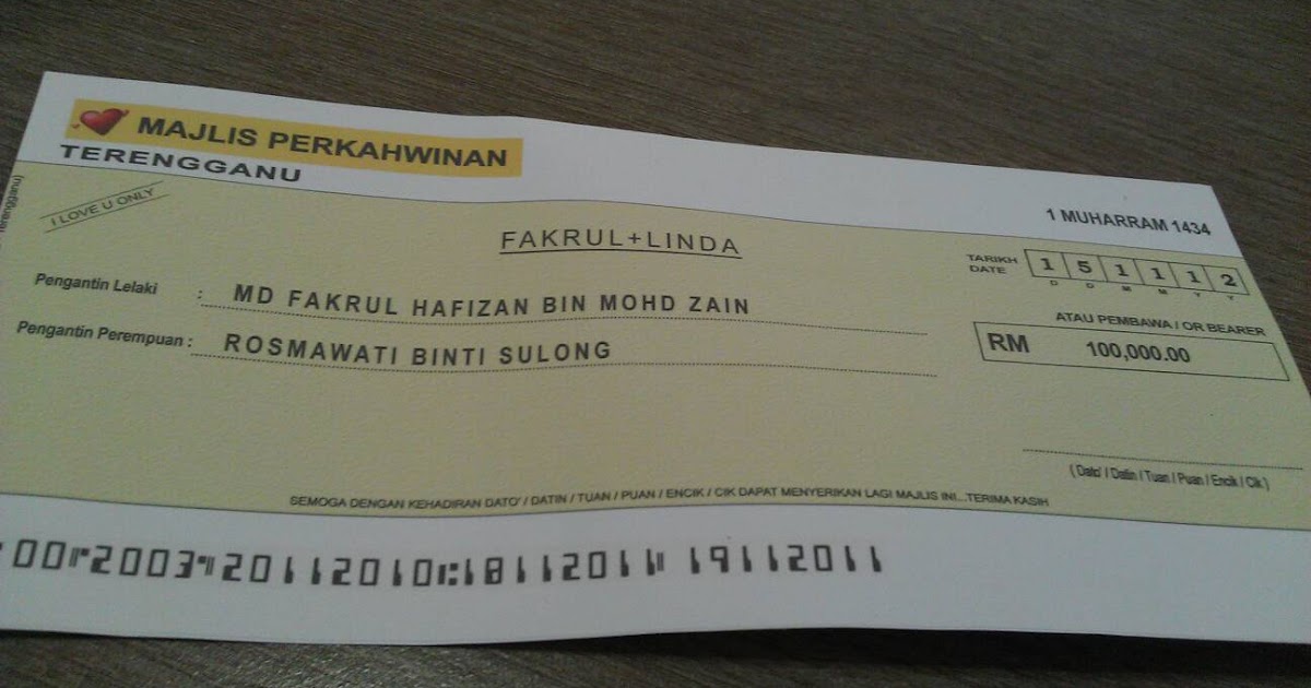 Cek RM 100 ribu palsu!