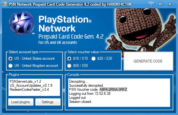 HeroShot Playstation Store Code Generator