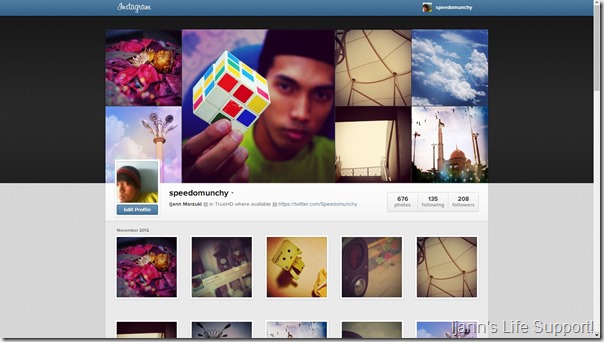 Instagram Web Profile.