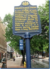 2135 Pennsylvania - York, PA - Lincoln Hwy (Market St) - 1740s Golden Plough Tavern - sign & statue of General Marquis de Lafayette