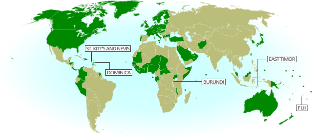 Click to Enlarge Map of countries that recognize the Republic of Kosovo as an independent state, updated for December 2012 with most recent additions highlighted