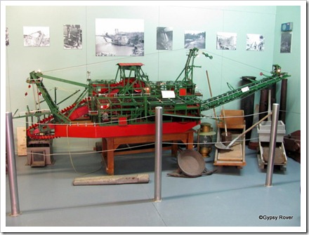 Meccano model of a gold dredger which took 45000 pieces and 3000 hours to complete.