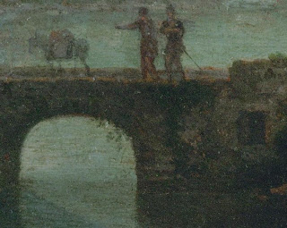  Landscape with Figures, Ruins, and Bridge. Oil on wood, 1709-30