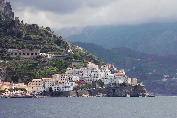 Amalfi Coast between Amalfi and Positano, Italy.