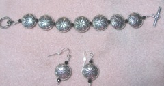 Bracelet June 20.2013 silver black w earrings long 2