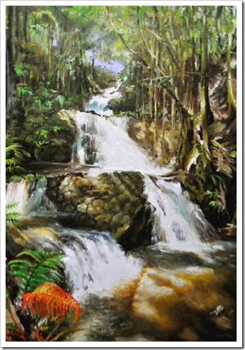 hawaii waterfall painting
