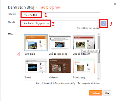 Cách tạo trang blog bằng Blogspot 