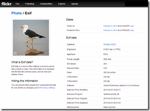 exif details are dispalyed correctly inside flickr