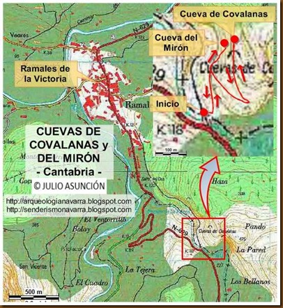 Mapa Cueva de Covalanas y Cueva del Mirón - Cantabria